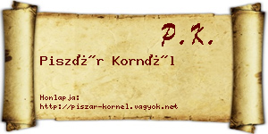 Piszár Kornél névjegykártya